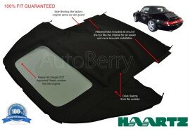 Porsche 993 / 911 Carrera Cabrio 1995-1998 Convertible Top With Plastic Window